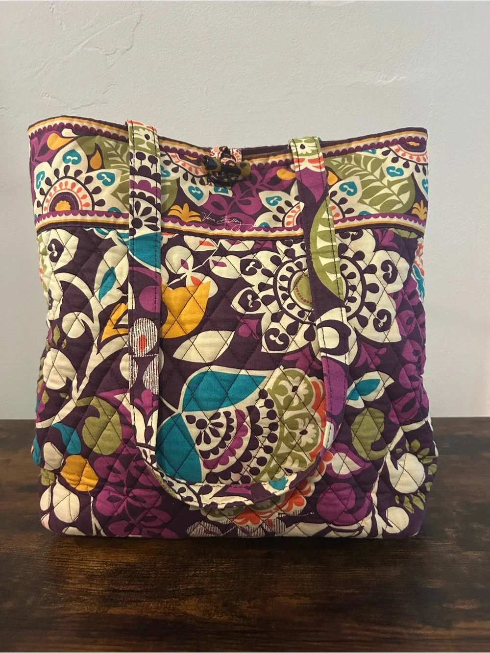 Vera Bradley Purple Multicolor Quilted Satchel